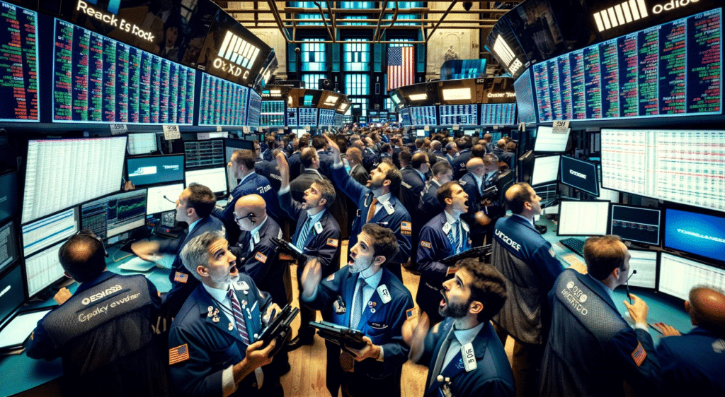 Traders activeley engaged in trading in NYSE floor